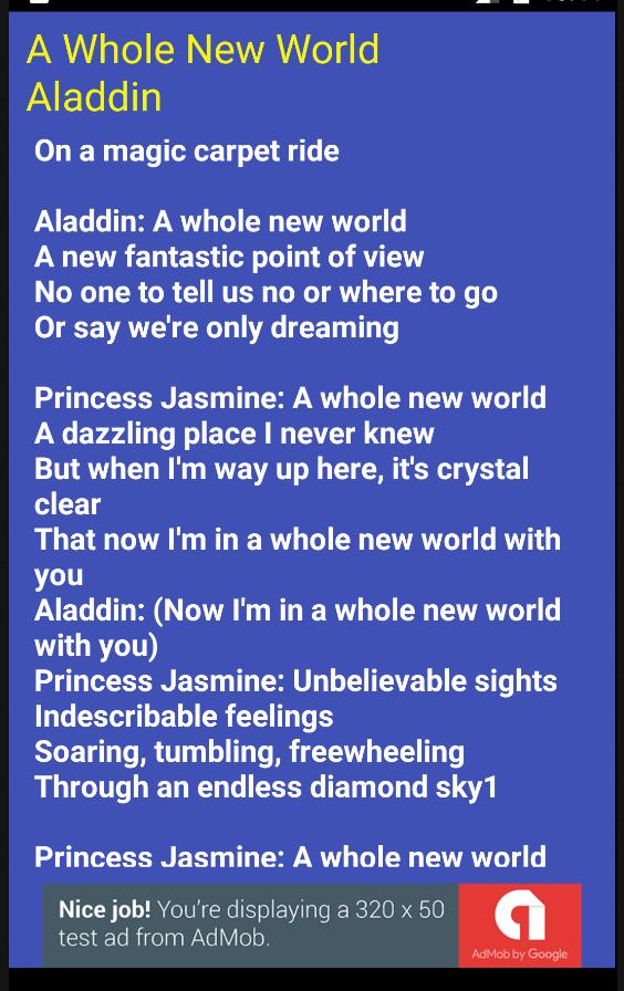 A Whole New World Lyrics For Android Apk Download