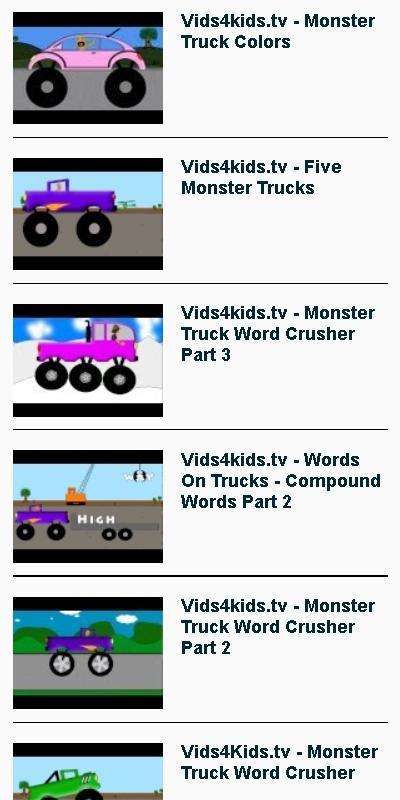 4 vids. Vids4kids.TV Monster Truck Word crusher. Vids4kids.TV - Alphabet. Vids 4 Kids Monster Truck. Vids4kids TV Police vehicles.