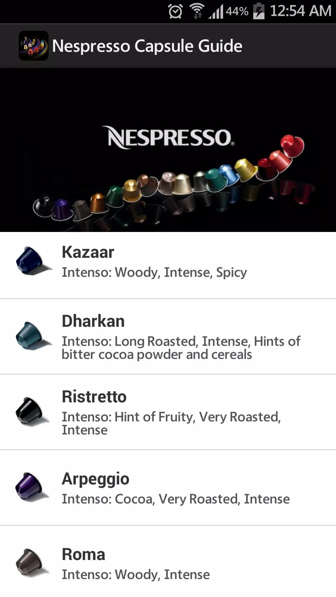 Nespresso Capsule Guide APK for