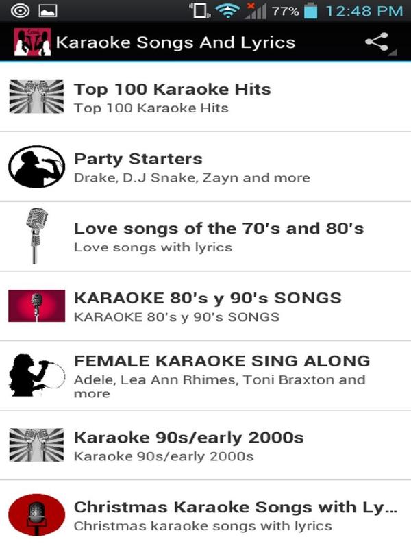 karaoke songs and lyrics
