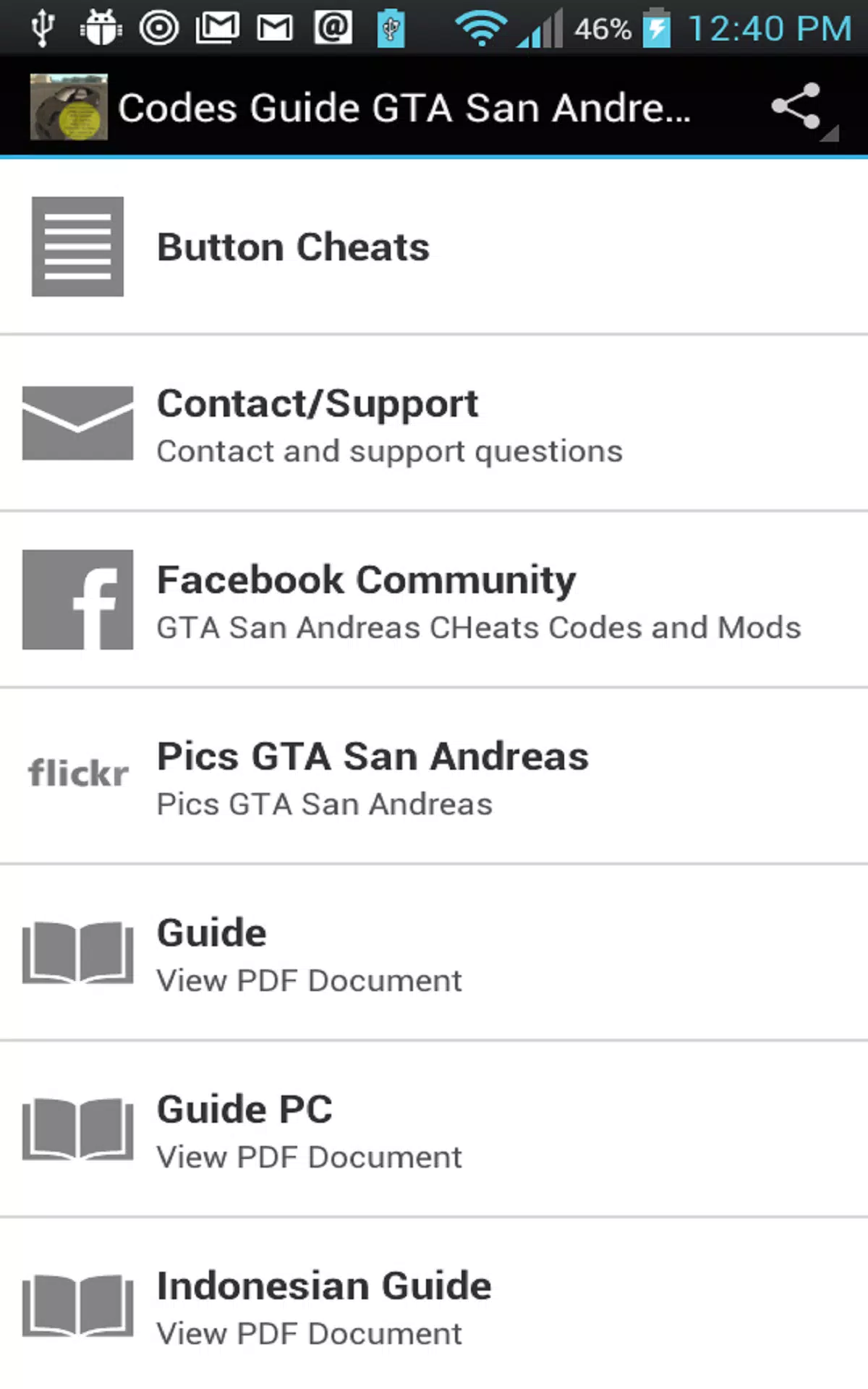 Download do APK de Codes/Guide GTA San Andreas para Android