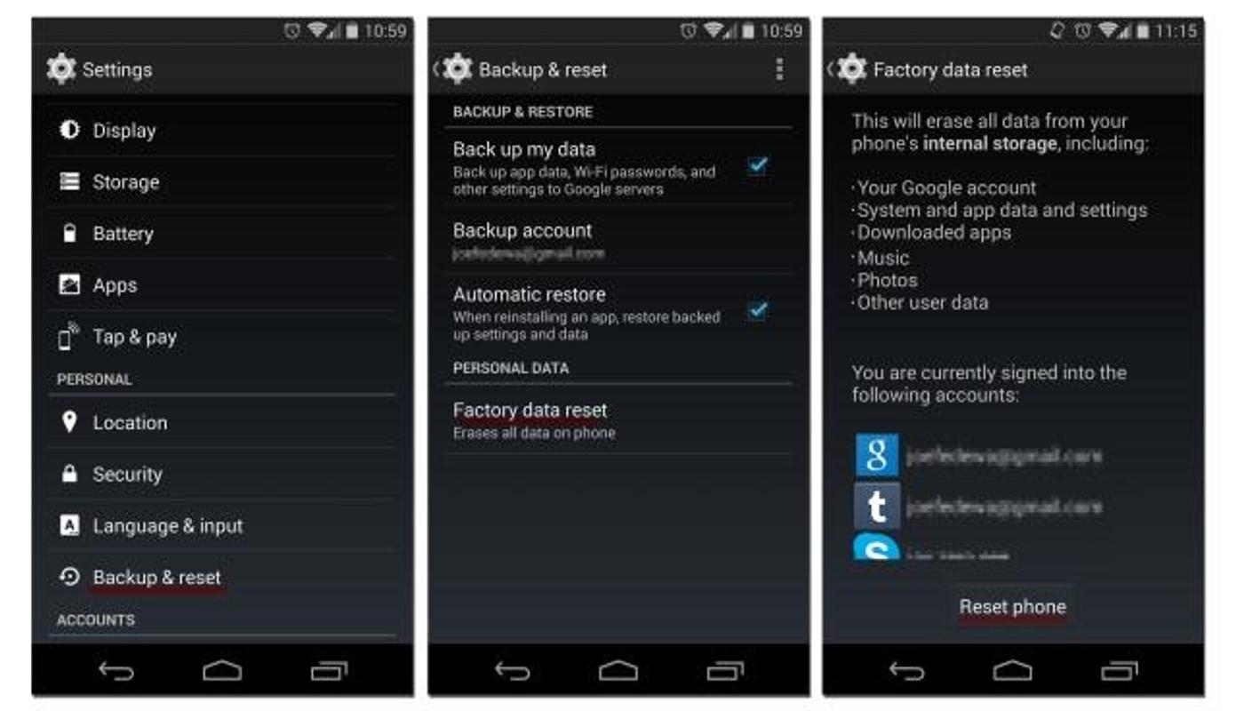 восстановить фотографии после сброса настроек на android