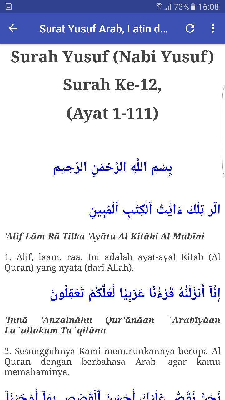 Surat Yusuf Mp3 Arab Latin Dan Terjemahan For Android Apk