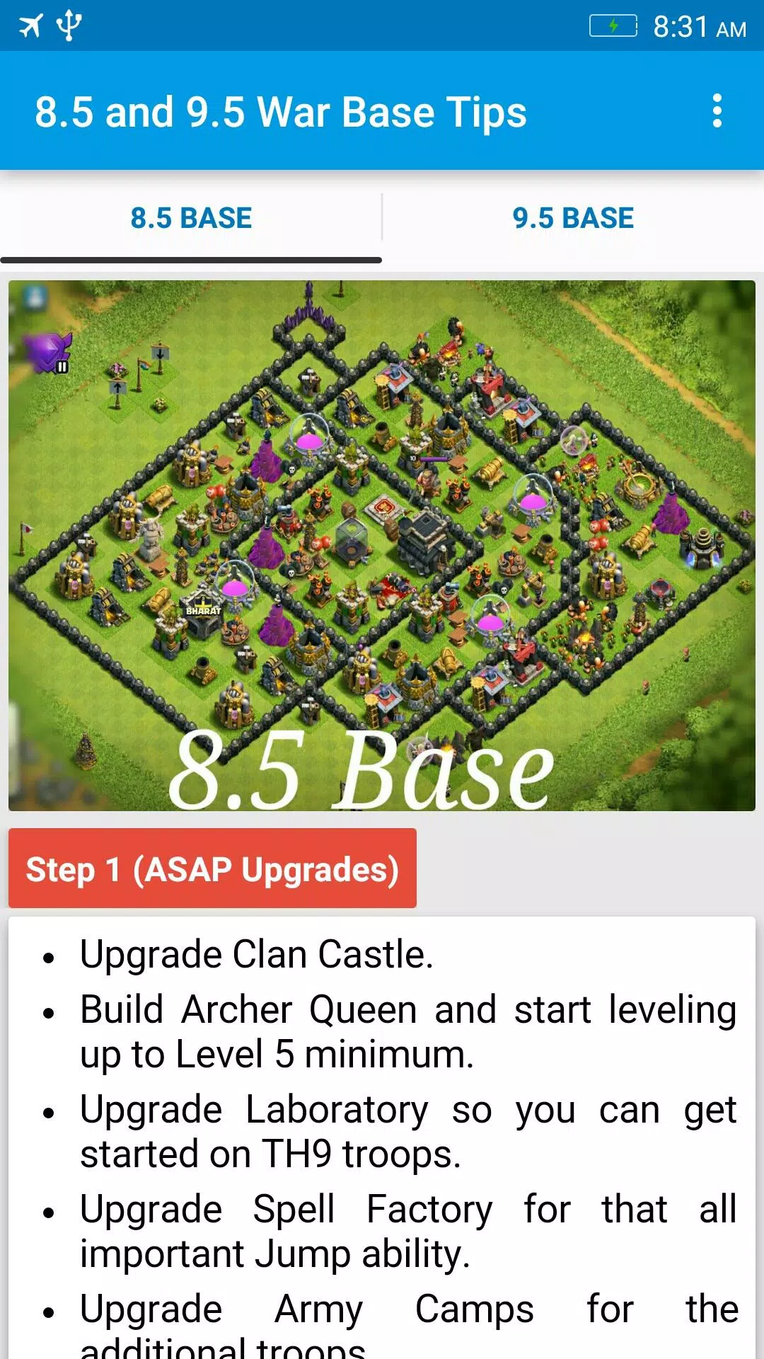 8.5 and 9.5 War Base Tips APK for Android Download