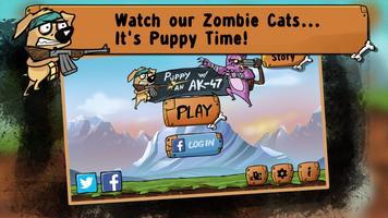Puppy Shooting an AK-47: Platformer Zombie Game Affiche