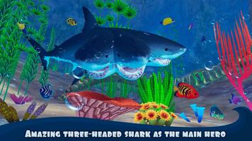 Three Headed Shark Underwater Survival Affiche