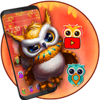 Cute Animated Owl Theme أيقونة