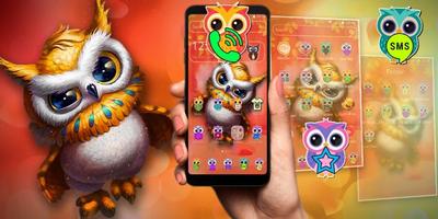 Cute Animated Owl Theme تصوير الشاشة 3