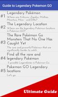Poster Guide to Legendary Pokemon GO