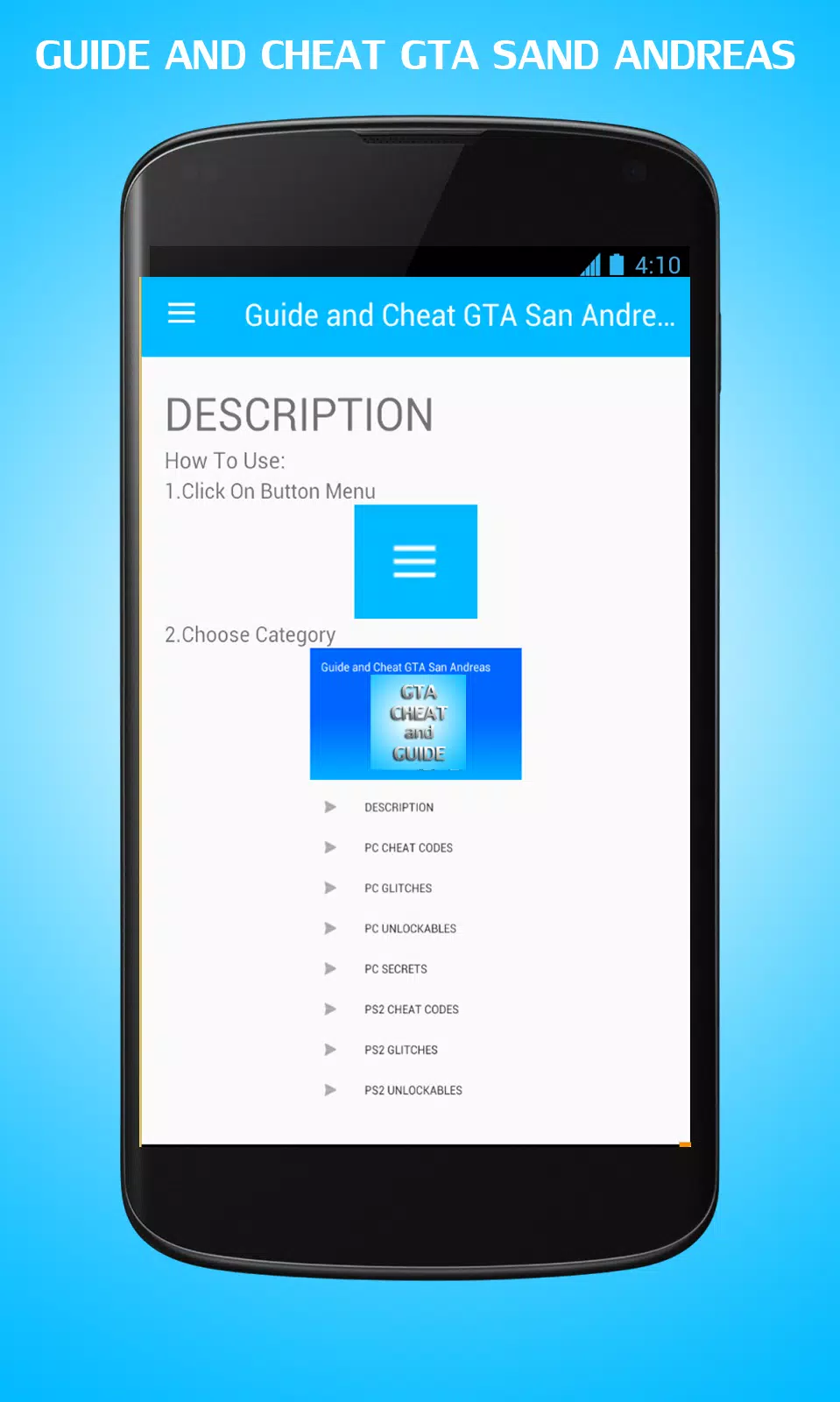 Guide & Cheat GTA San Andreas APK للاندرويد تنزيل