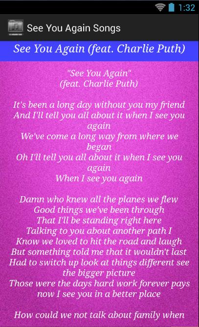 See You Again Song Lyrics For Android Apk Download