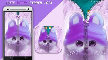 Cute Kitty Zipper Lock Affiche