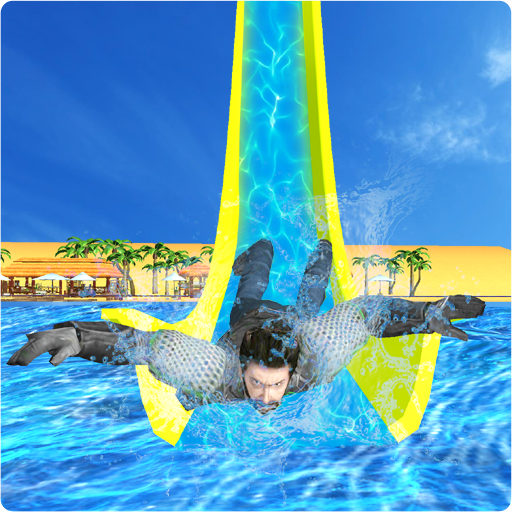Real Super Hero Water Slide Uphill Amusement Park