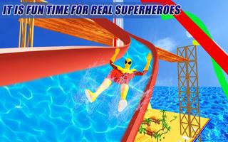 Real Super Hero Water Slide Uphill Amusement Park Affiche