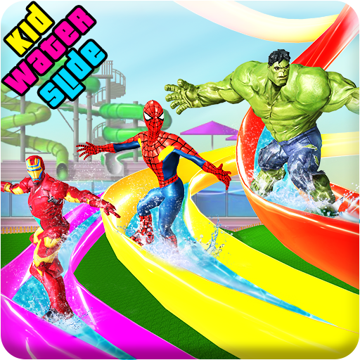 Kids Super Hero Water Slide Amusement Park Uphill