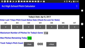 NJ HS Baseball Pitch Rule Calc Affiche