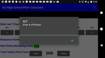 NJ HS Baseball Pitch Rule Calc Screenshot 1