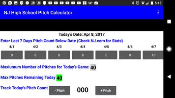 NJ HS Baseball Pitch Rule Calc Screenshot 2