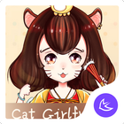 Cute Cartoon Cat Girlfriend theme & wallpaper icône
