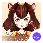 Cute Cartoon Cat Girlfriend theme & wallpaper أيقونة