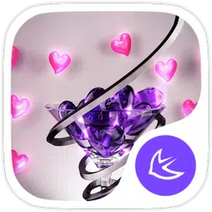 Baixar New purple crystal heart APUS launcher free theme APK