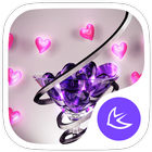 New purple crystal heart APUS launcher free theme-icoon