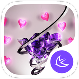 ikon Baru ungu kristal hati APUS launcher tema gratis