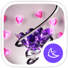 Baru ungu kristal hati APUS launcher tema gratis ikon