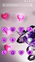 New purple crystal heart APUS launcher free theme captura de pantalla 3