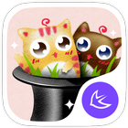 Cute cats stickers theme icon