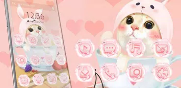 Cute Pink Kitten-APUS Launcher free fashion theme