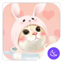 Cute Pink Kitten-APUS Launcher free fashion theme APK download