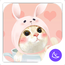 Cute Pink Kitten-APUS Launcher free fashion theme APK