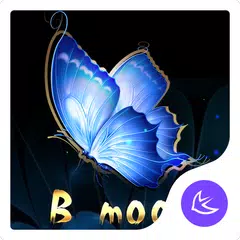 Blue Flower Butterfly  - APUS Launcher Free Theme APK Herunterladen