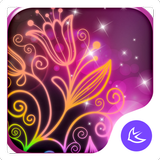 Beautiful neon colorful flower icon