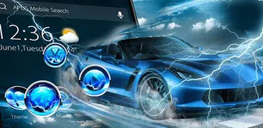 Blue Lightning Cool Car theme & wallpapers