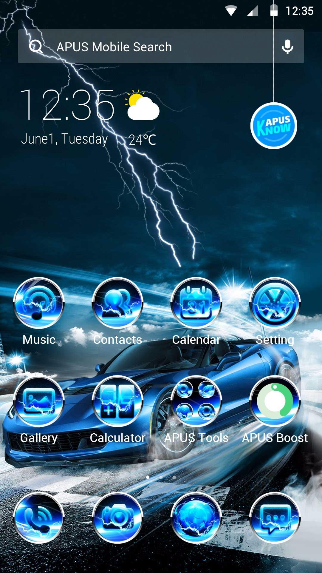 Android 用の 青い稲妻涼しく車でテーマ 壁紙 Apk をダウンロード