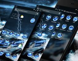 Blue Lightning Cool Car theme & wallpapers Affiche