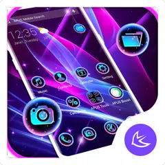 Blue Purple Neon APUS Launcher Theme