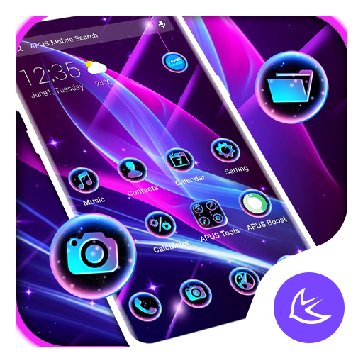 Blue Purple Neon APUS Launcher Theme