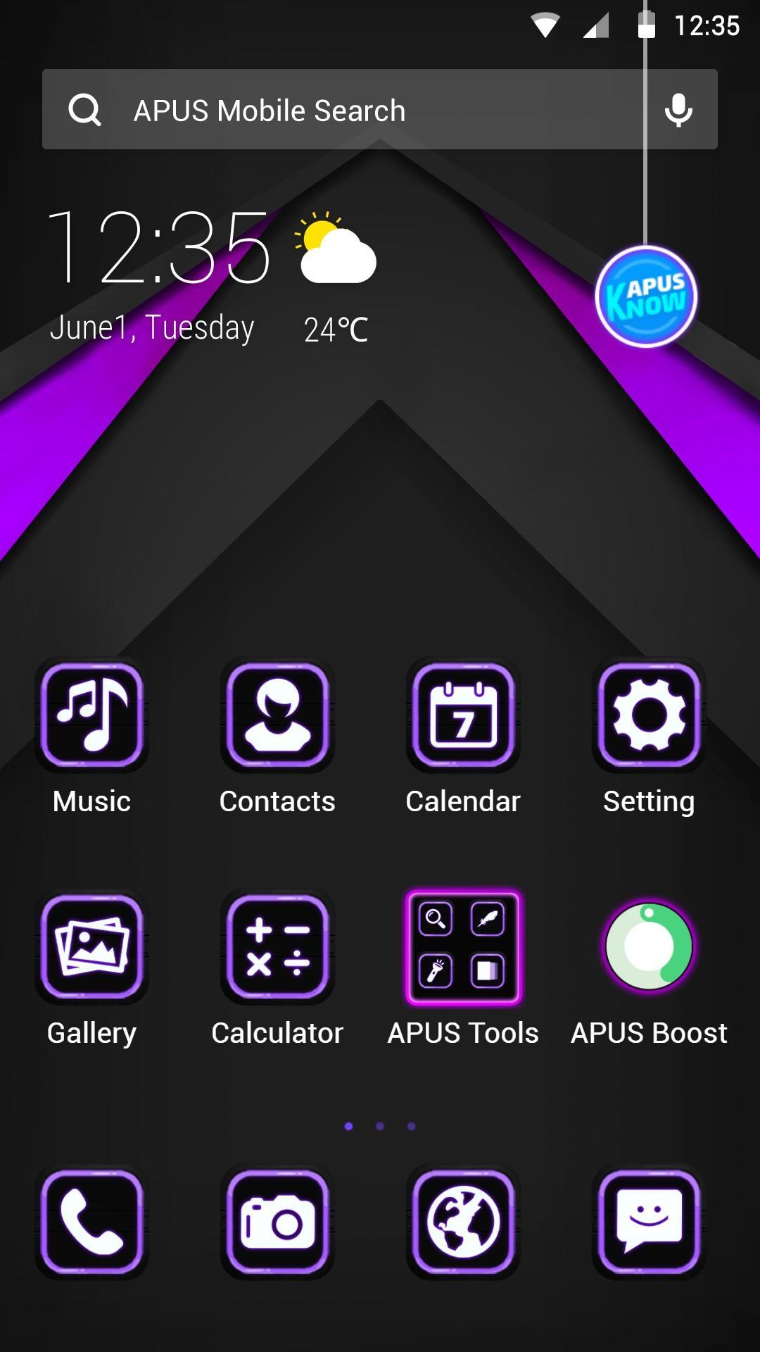 Black & Purple APUS Launcher Theme Для Андроид - Скачать APK
