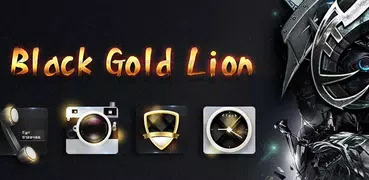 Black gold wild lion APUS launcher theme