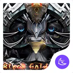 Black gold wild lion APUS launcher theme APK download