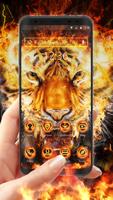 Flame Cool Tiger- APUS Launcher Free Theme постер