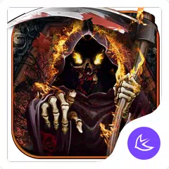 Скачать Flames Hell Moloch-APUS Launcher theme APK