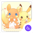 Yellow Kawaii Pikachu APUS theme & HD wallpapers icône