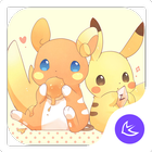 Yellow Kawaii Pikachu APUS theme & HD wallpapers ícone