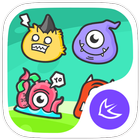 آیکون‌ Cute cartoon monster fashion theme-free launcher