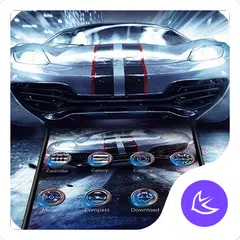 Blue Racing Speed Car - APUS launcher theme APK download