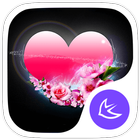 Pink Heart Love-APUS Launcher  иконка